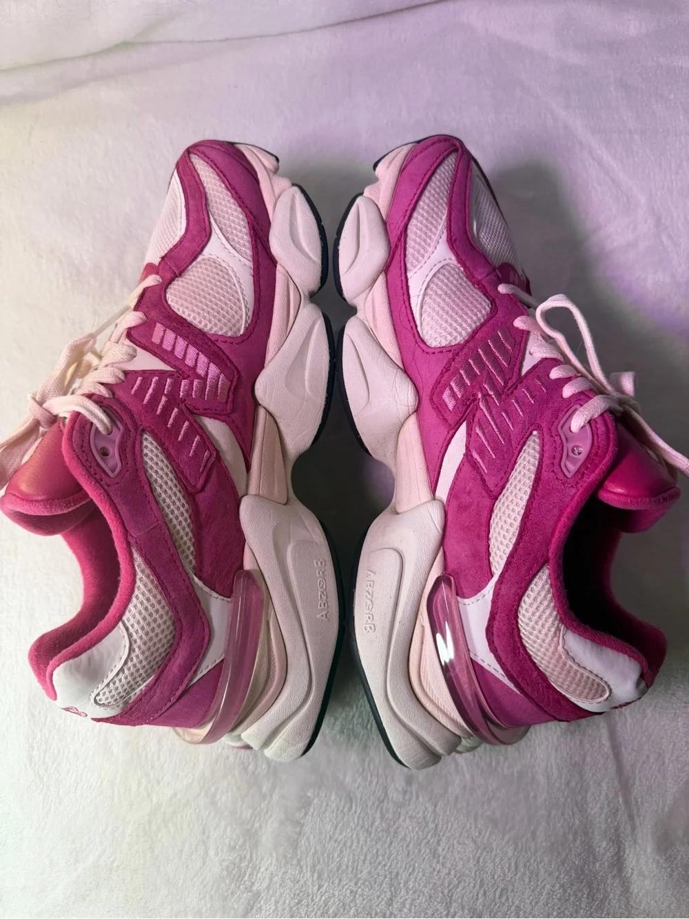 New Balance Women's Hot Pink and Cream Chunky Sneakers